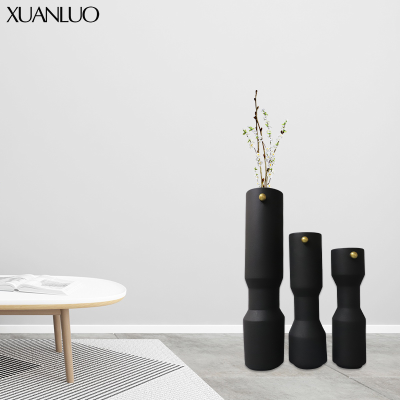 现代简约黑白树脂干花花瓶橱窗电视柜样板间售楼处干花树脂插花器