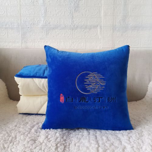 dual-use pillow customized logo crystal velvet pillow real estate activity gift commercial pillow customized by embroidery advertisement