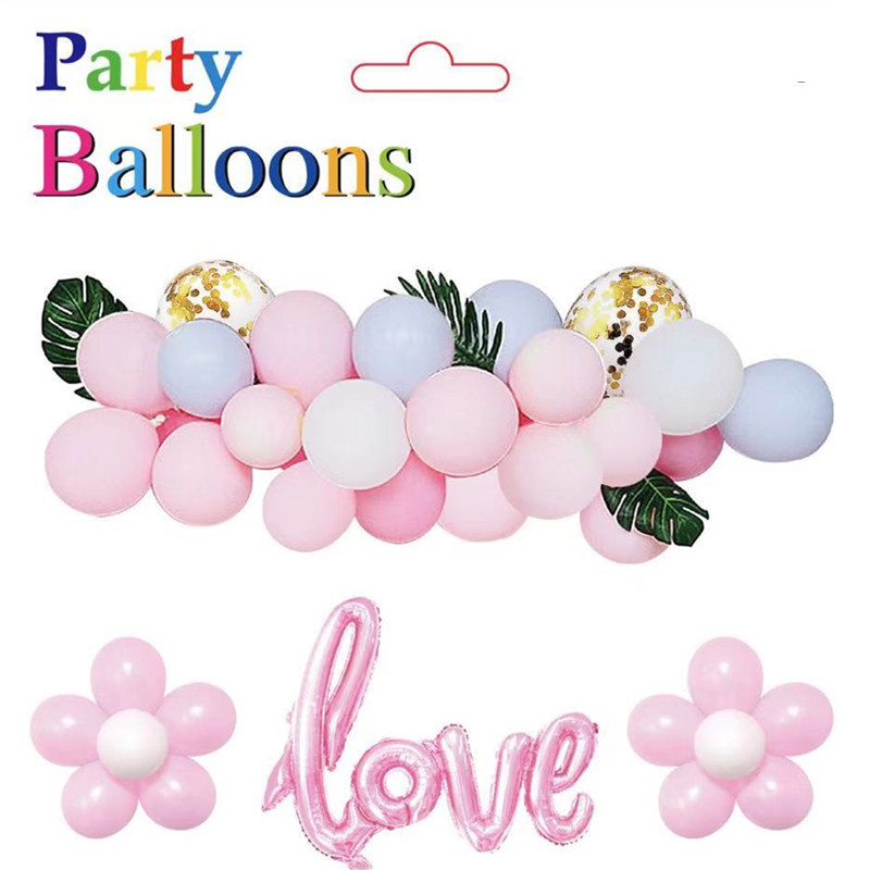 跨境气球链套餐生日婚房婚礼派对装饰马卡龙乳胶气球LOVE套装批发
