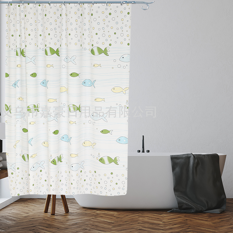 浴室防水门帘浴帘PEVA印花180*180可定制尺寸