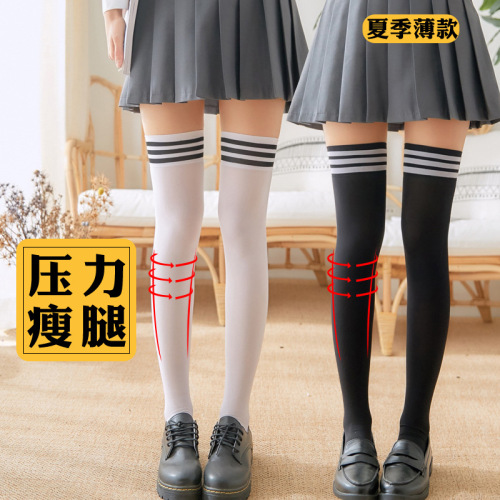 Spring， Summer， Autumn Japanese Three Non-Slip Knee High Socks Knee Socks Women‘s Preppy Style Stockings Half Thigh Stockings