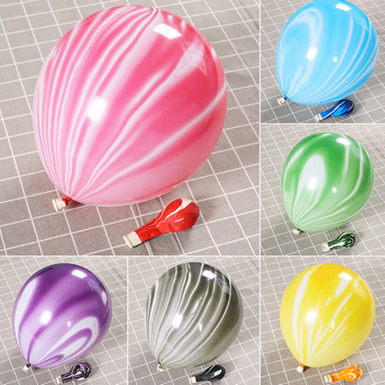 厂家直销10寸加厚彩云气球儿童生日婚庆云彩气球12寸玛瑙乳胶气球