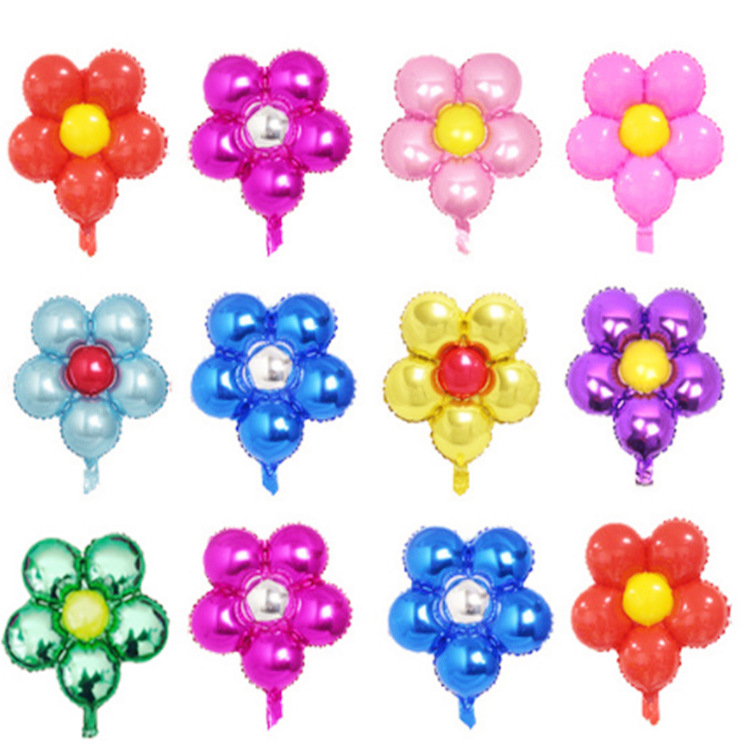 五瓣花气球花朵铝箔婚庆生日布置装饰派对铝膜圆形五花瓣气球批发