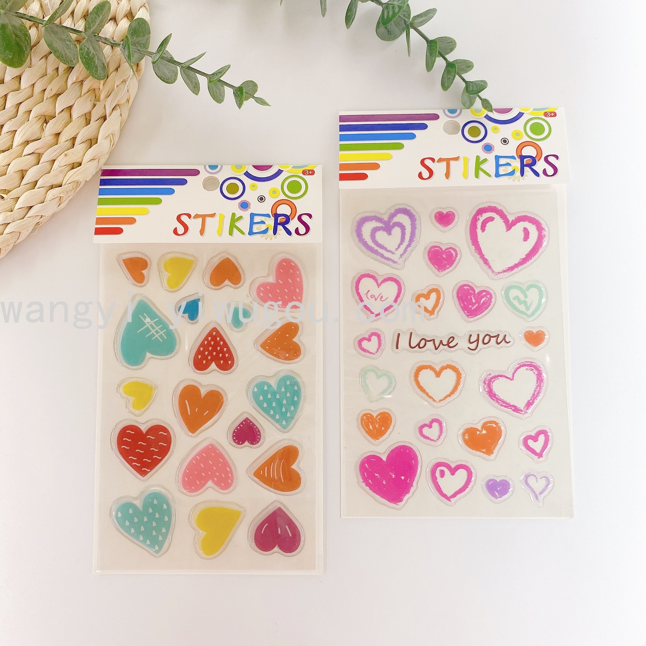 跨境滴胶造型贴装饰笔记本日记本DIY自粘贴纸 爱心五角星贴画