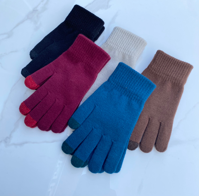 冬季成人保暖加厚拉绒舒适弹力三指触屏手套