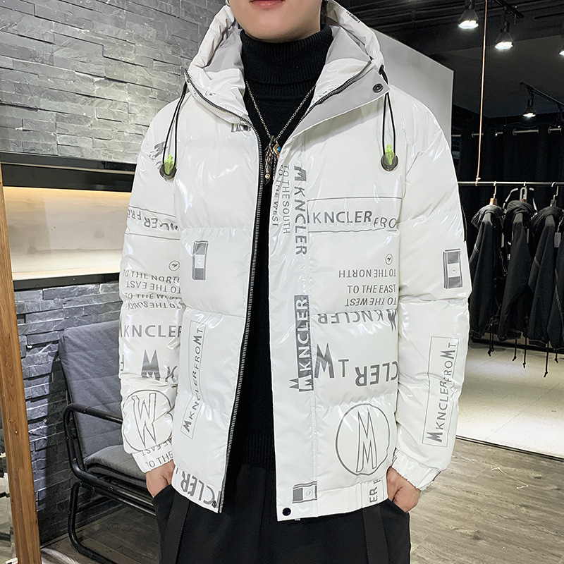 羽绒服男外套2021冬季新款韩版潮流青年短款连帽白鸭绒情侣外套