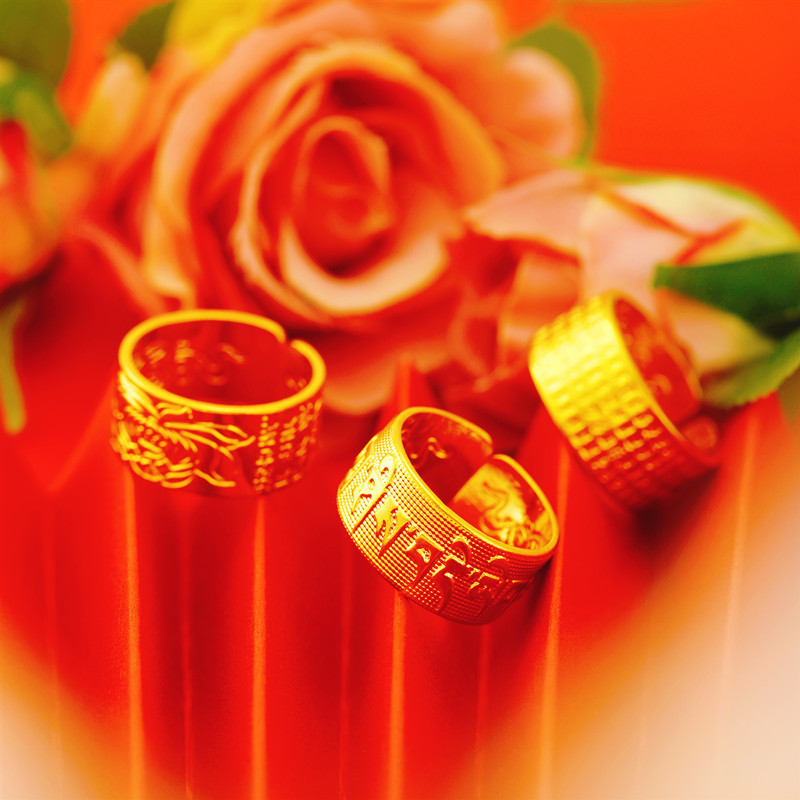 10mm越南沙金六字箴言心经开口戒指男士仿24k真金黄铜扳指戒批发