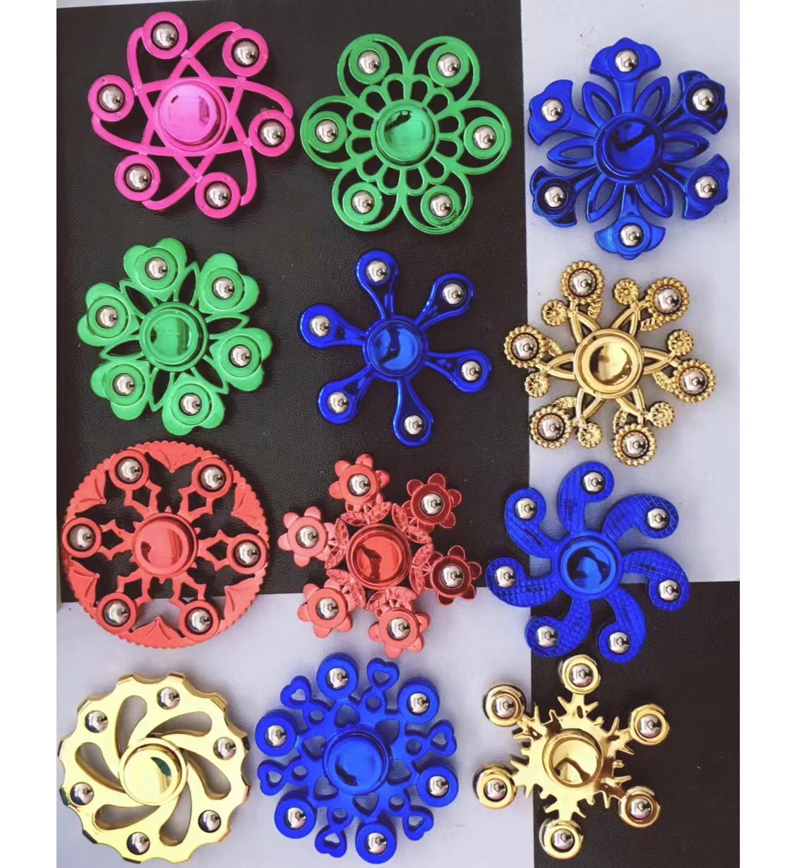 新款八珠炫彩塑料电镀钢珠指尖陀螺减压玩具儿童玩具手指陀螺