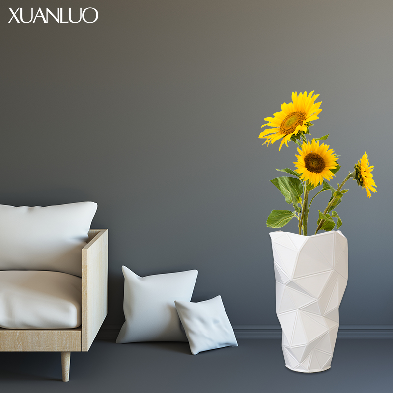 现代简约三角形花瓶摆件几何树脂干花样板间客厅电视柜餐桌装饰品