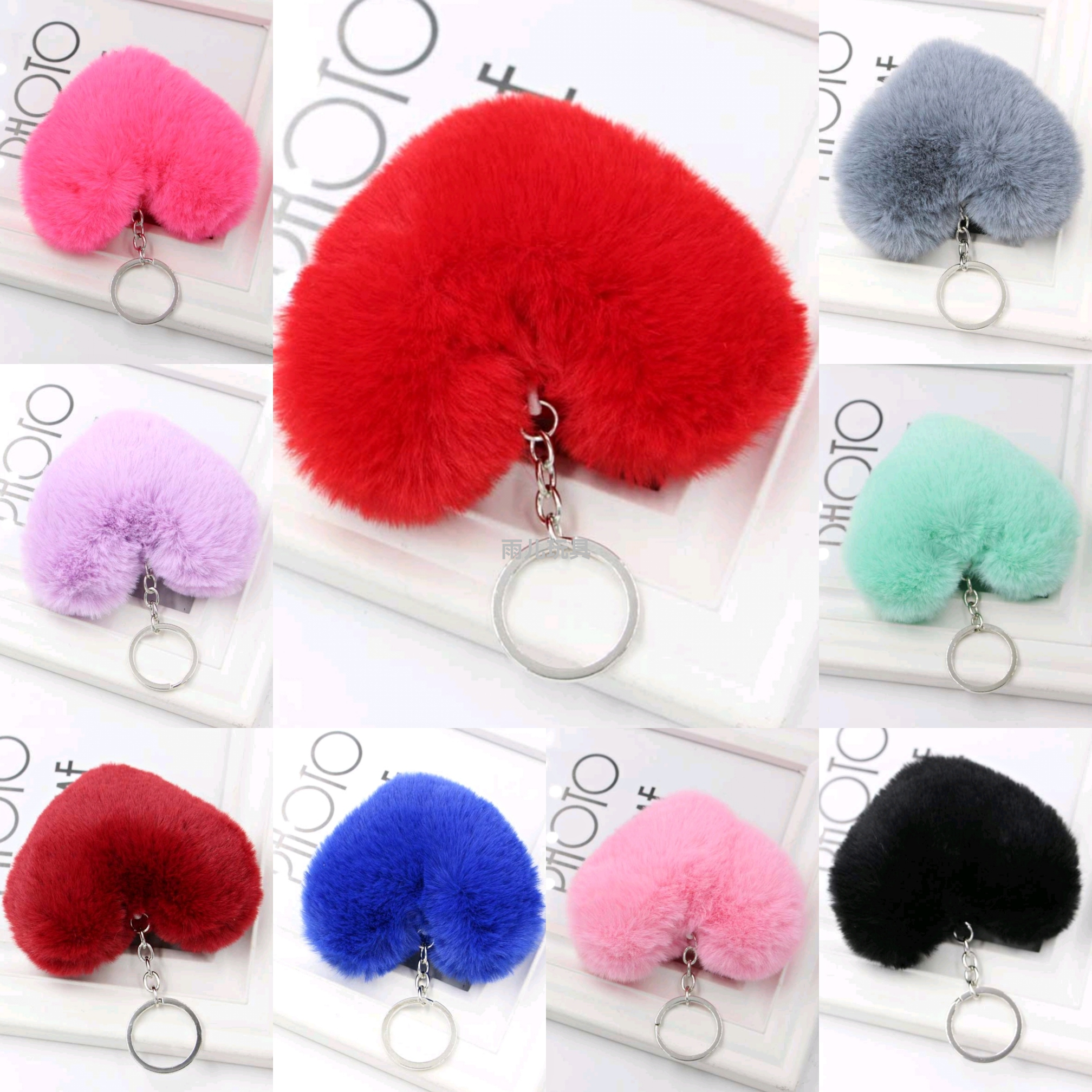 毛绒玩具钥匙扣爱心挂件情人节挂件毛绒爱心挂件爱心10cm小钥匙扣