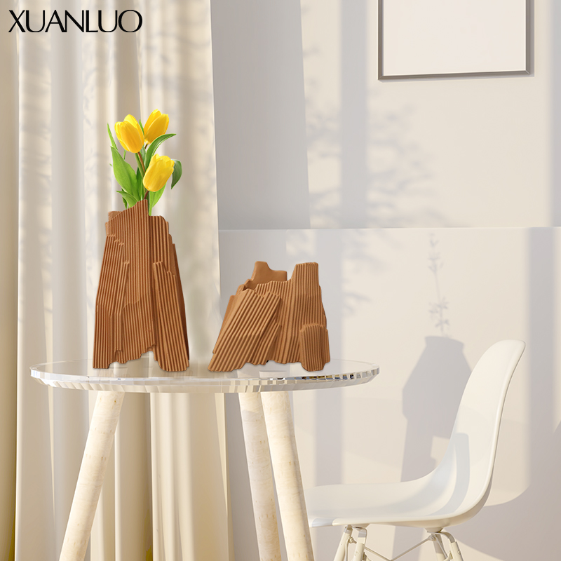 北欧黑白陶瓷花器摆件  创意时尚家居客厅插花花艺  餐桌干花花器