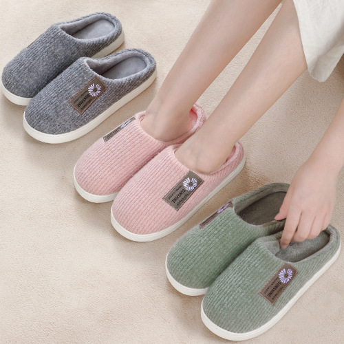 cotton slippers women‘s winter home indoor home warm non-slip thick-soled confinement couple‘s woolen slippers autumn and winter men