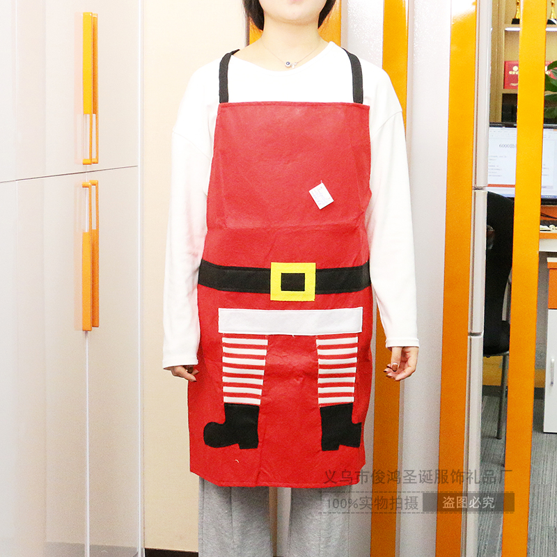 圣诞节可定制logo围裙装饰布置酒吧服务员服饰老人男女装裙子道具