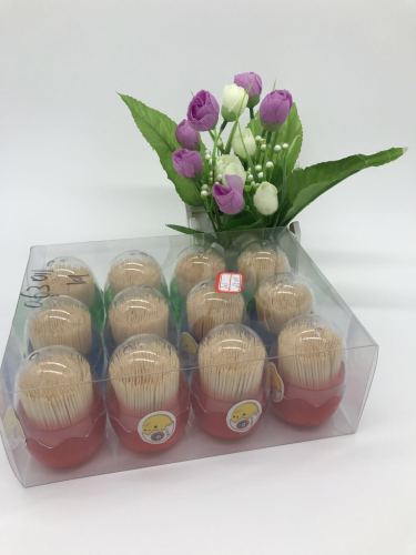 New Cute Duck Egg-Shaped Toothpick with Box Bamboo Toothpick Disposable Toothpick Portable Fine Toothpick Hotel Household Toothpick