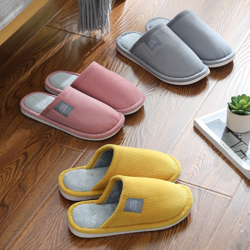japanese style slippers home autumn and winter women‘s cotton slippers soft bottom confinement shoes postpartum male couple home cotton shoes winter indoor