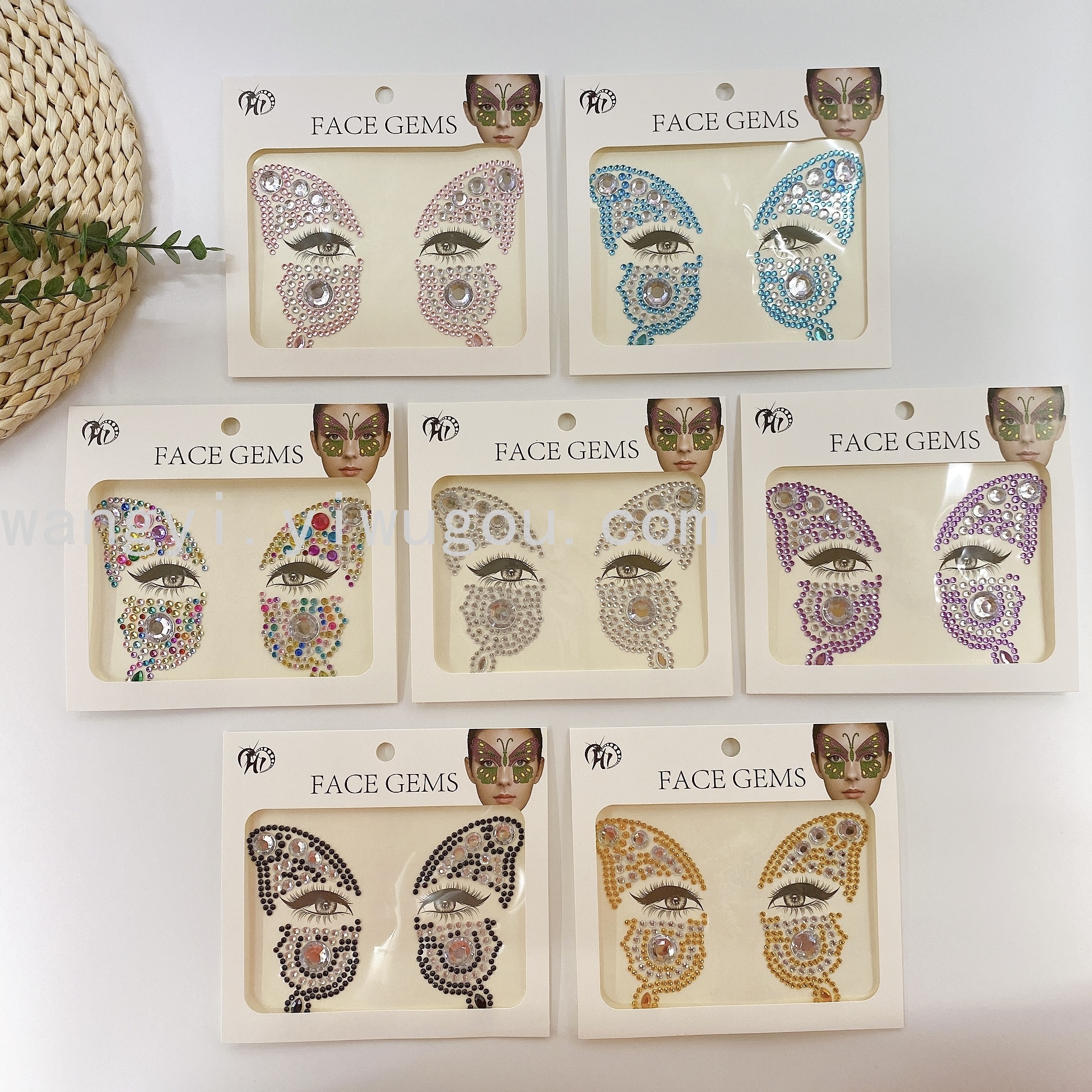 跨境新奇脸贴 蝴蝶脸贴钻 音乐节派对贴纸 脸贴钻 手机贴 FG-07