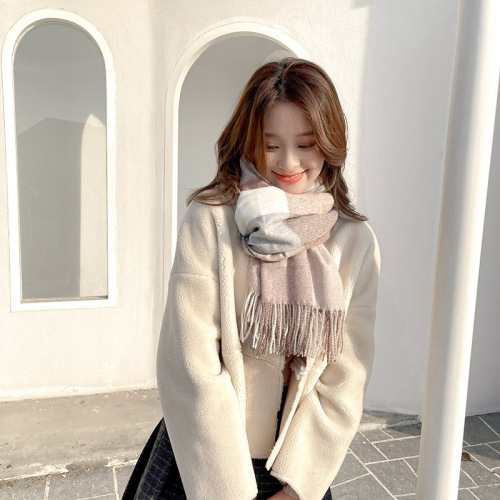 factory direct supply cashmere-like warm scarf female korean internet celebrity sweet tassel shawl available in stock