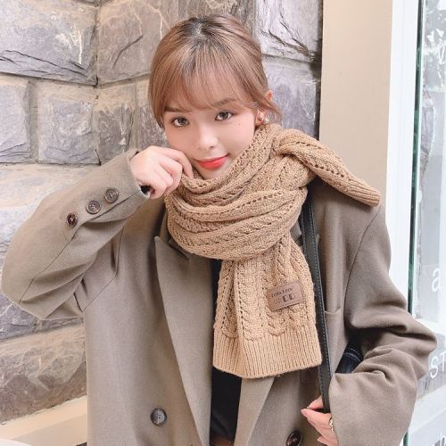 Crochet Striped Scarf Female Winter Korean Japanese Student Girl Ins Retro Long Warm Wool Knitted Scarf 
