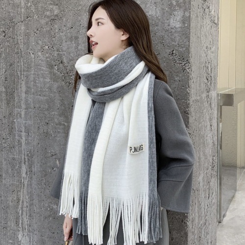 Scarf Women‘s Autumn and Winter Warm Korean Style Cashmere-like couple‘s Thickened Scarf One-Piece Delivery Ins Scarf Wholesale 