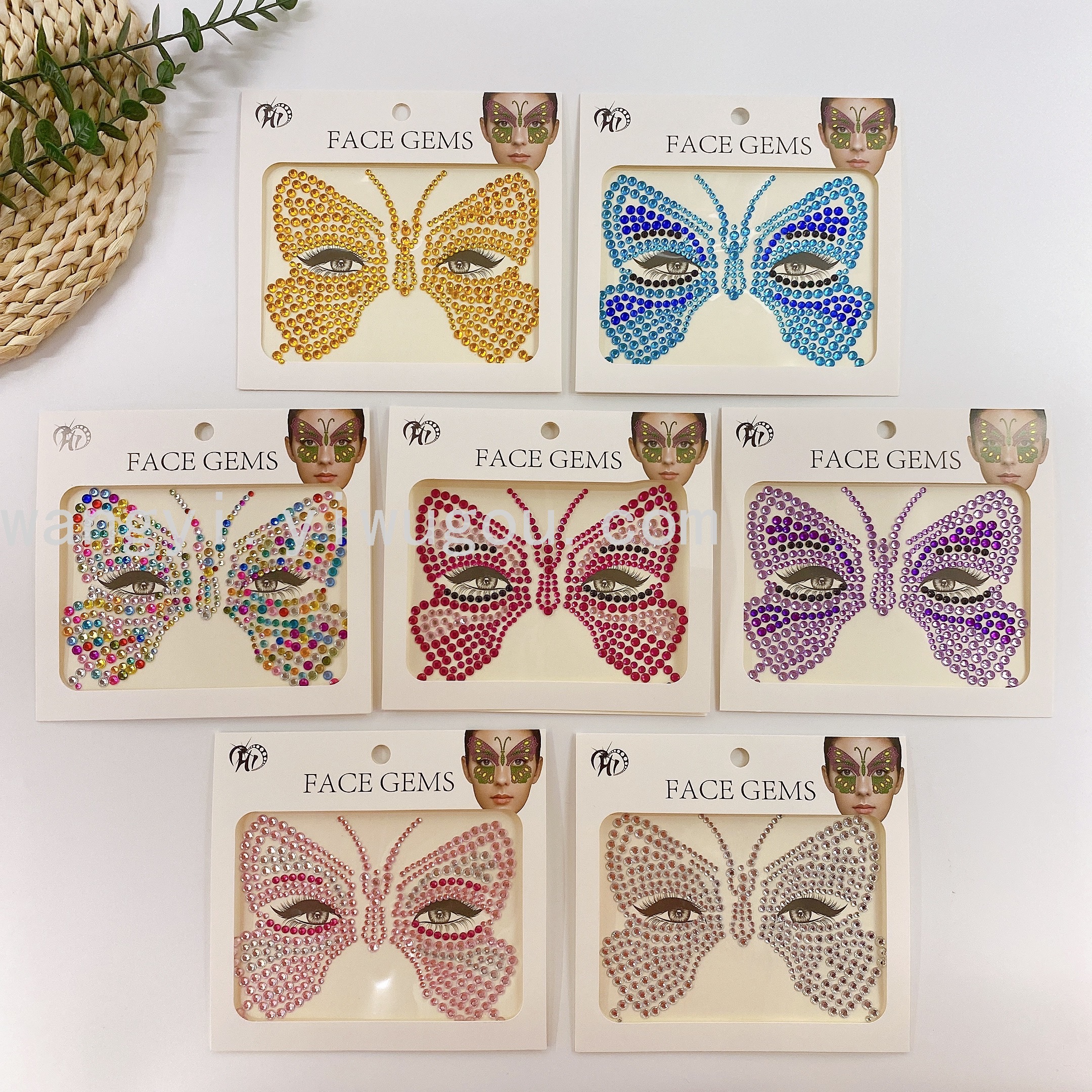 跨境新奇脸贴钻蝴蝶脸贴万圣节派对脸部妆容贴亚克力钻贴 FG-01