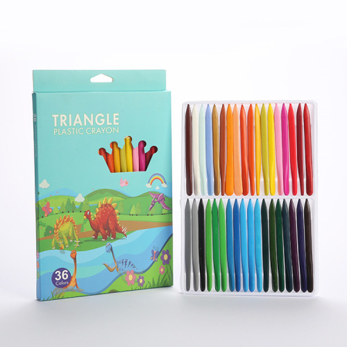 Source Manufacturers Value Children‘s Triangle Plastic Crayons Washable Painting Pen Art Painting Graffiti Color Pen Batch
