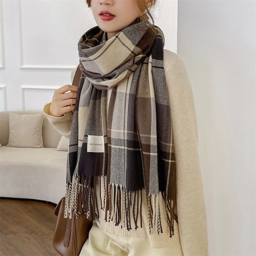 new plaid european and american british scarf women‘s high-end warm thick shawl amazon cross-border hot sale factory direct