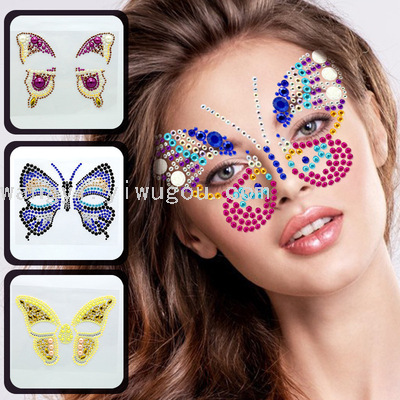 新奇跨境脸贴钻 蝴蝶脸贴钻派对 妆容贴 亚克力钻贴 手机贴 FG-05