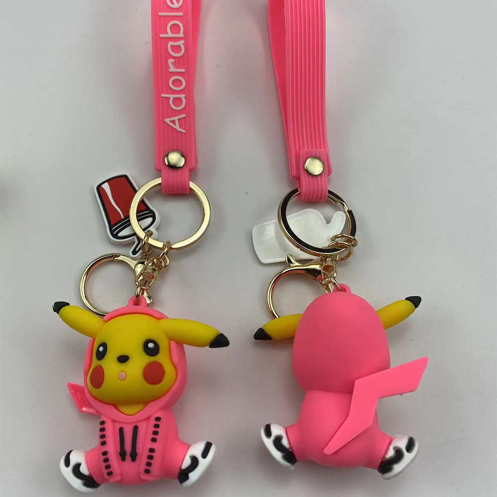 新款卡通立体公仔皮卡丘创意钥匙扣 PVC软胶创意车钥匙挂件小礼品