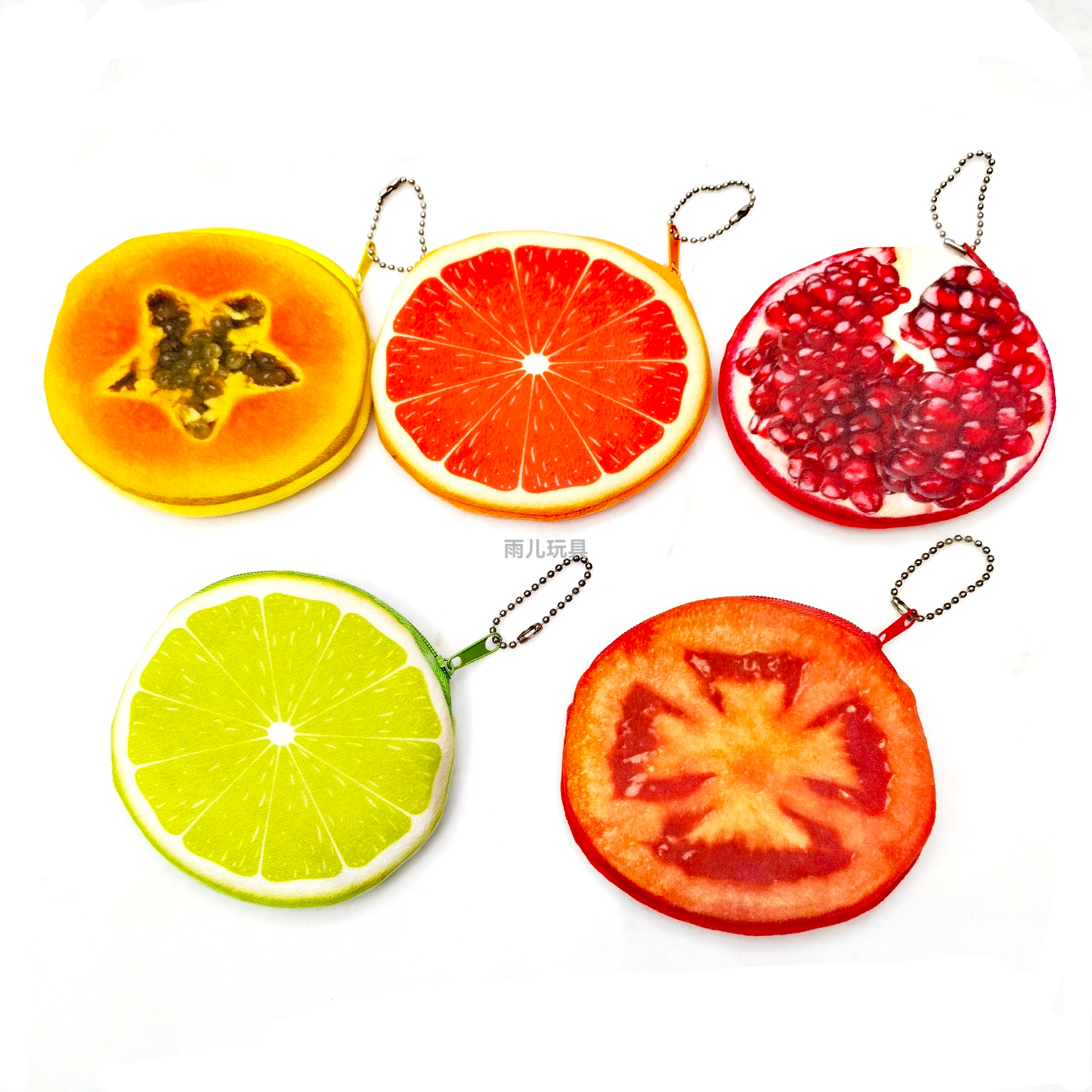 毛绒玩具零钱包儿童水果钱包硬币包印刷水果卡通可爱拉链钱包水果