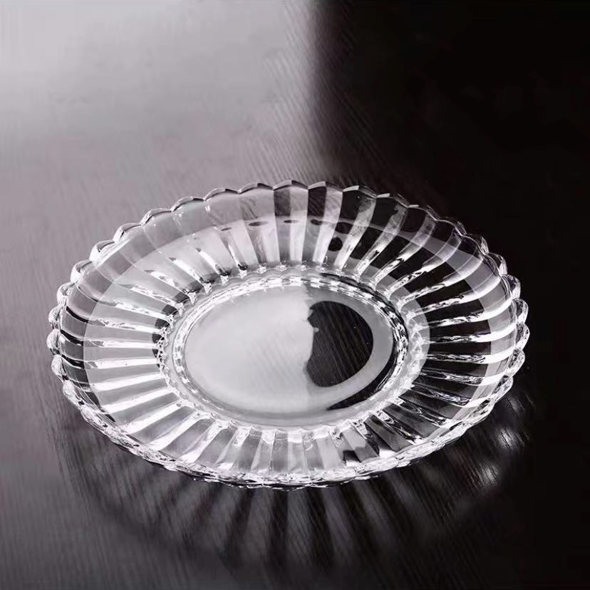 宇行工艺品 现代简约透明水晶玻璃果盘烈火系列果餐厅客厅装饰