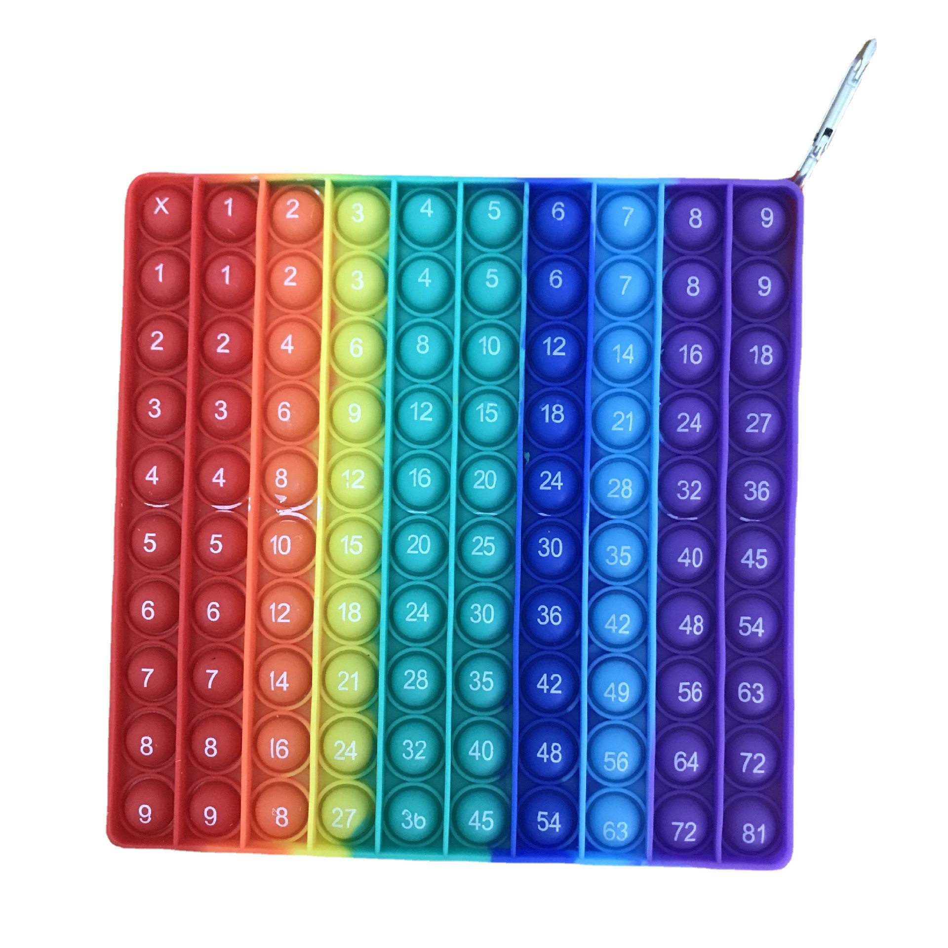 灭鼠先锋跨境硅胶印刷乘法口诀表彩虹色数学乘法益智玩具大转盘
