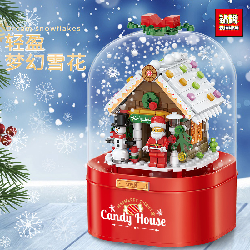 Santa Claus Music Box Automatic Rotating Snow Crystal Ball Music Box Decoration Children's Gift