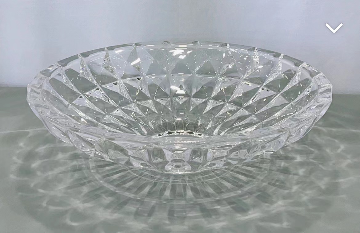 宇行工艺品 奢华透明玻璃水晶果盘带脚客厅装饰餐桌茶几水果盘