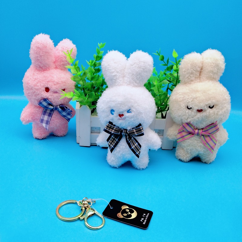 新款毛绒可爱兔子挂饰闺蜜书包公仔汽车钥匙扣包包钥匙链挂件批发