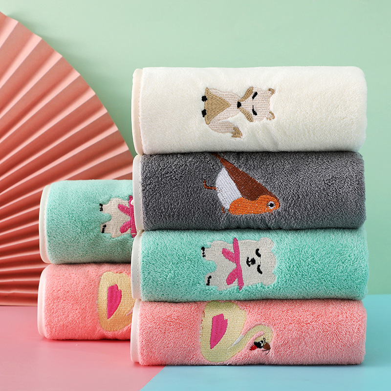 单独包装网红可爱卡通儿童毛巾成人男女情侣洗脸巾珊瑚绒加厚面巾