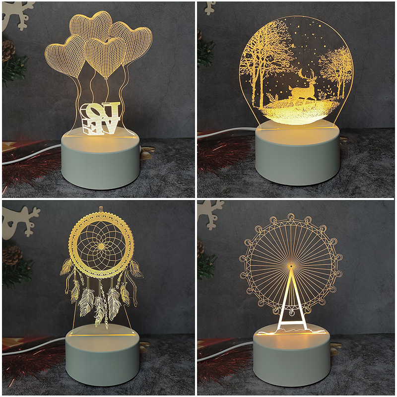 跨境创意3d小夜灯儿童卧室usb插电led台灯亚克力活动礼品月球灯
