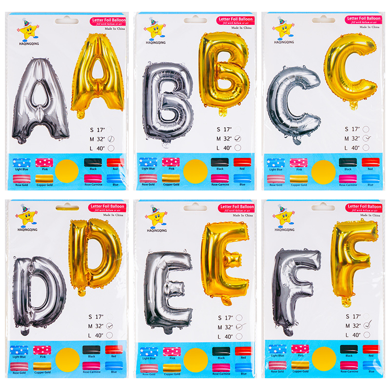 32寸美版字母气球 生日派对装饰铝膜气球卡头精包装气球工厂批发