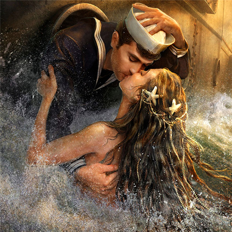 客厅装饰挂画方满钻石画接吻情侣家居工艺品外贸跨境爆款一件代发