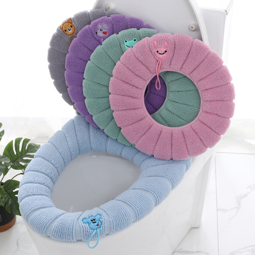 toilet mat household knitted o-type toilet mat warm toilet cover washable toilet seat washer factory wholesale