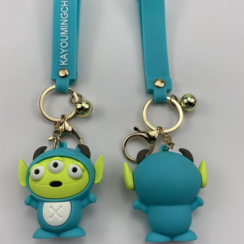 卡通外星人三眼仔钥匙扣挂件可爱3D立体小公仔背包挂链钥匙链批发