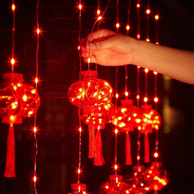 新年喜庆红灯笼挂件灯串 春节装饰彩灯闪灯节日布置LED过年灯串