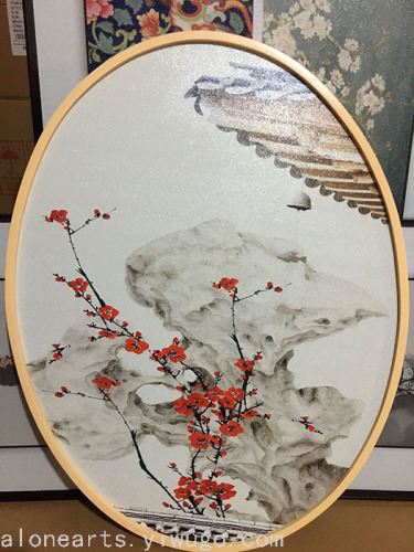 New Chinese Style Oval Decorative Painting Living Room Wall Painting Chinese Style Classical Beauty Hanging Painting Tooling Model Room
