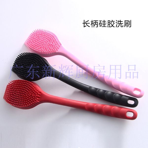 厂家直销厨房长柄清洁硅胶刷家用刷锅洗锅刷子可挂式硅胶锅刷长柄