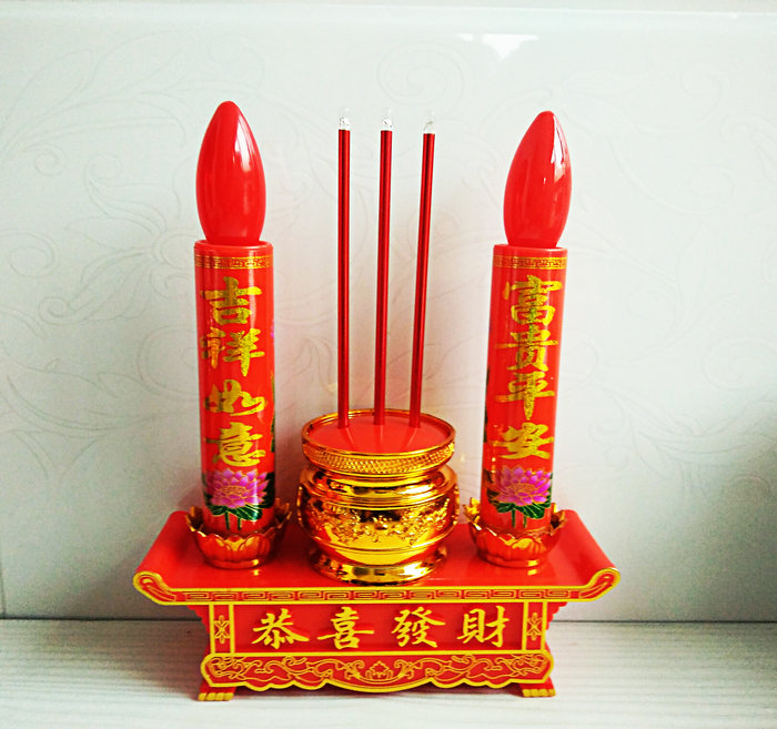 LED电池香炉财神灯电子香炉烛台蜡烛长明灯供佛佛具用品供佛