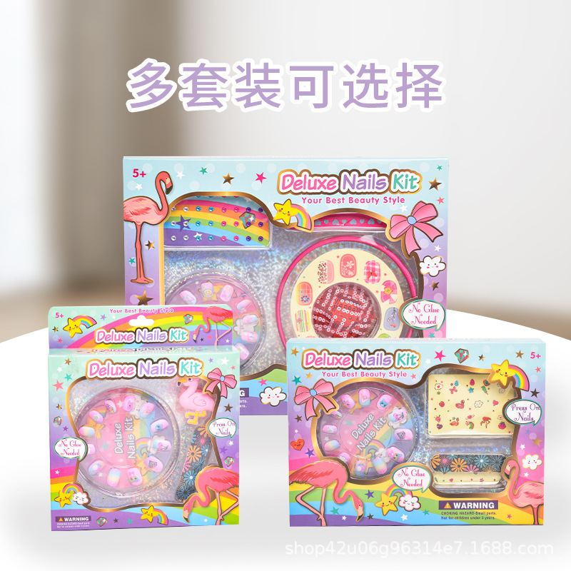 跨境新款ABS材料仿真美甲装饰套装贴片穿戴式可拆卸美甲成品女孩