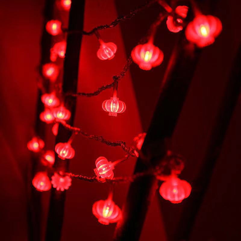 led太阳能小红灯笼灯串 中国结福字灯串 春节喜庆迎新年装饰串灯