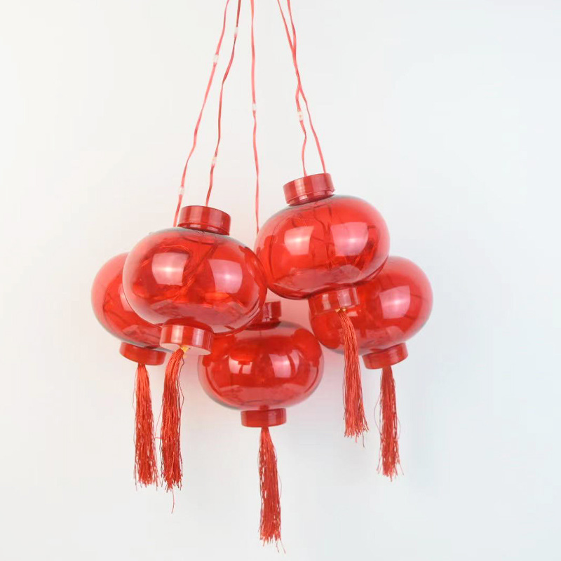 LED红灯笼灯串中国风春节过年喜庆装饰灯户外室内皮线灯笼窗帘灯