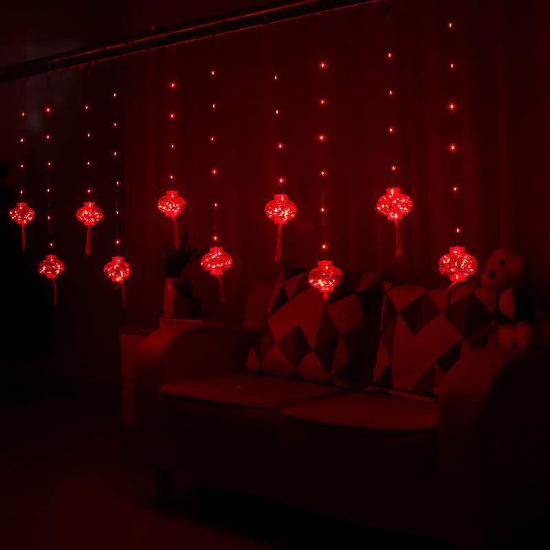 红灯笼灯串新年装饰led 春节过年阳台小彩灯闪灯串灯装饰喜庆