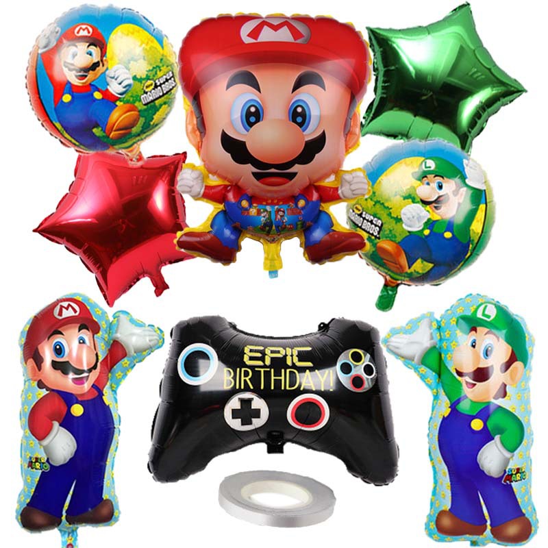 跨境新款 超级玛丽马里奥套装铝膜气球 路易基游戏铝箔气球批发