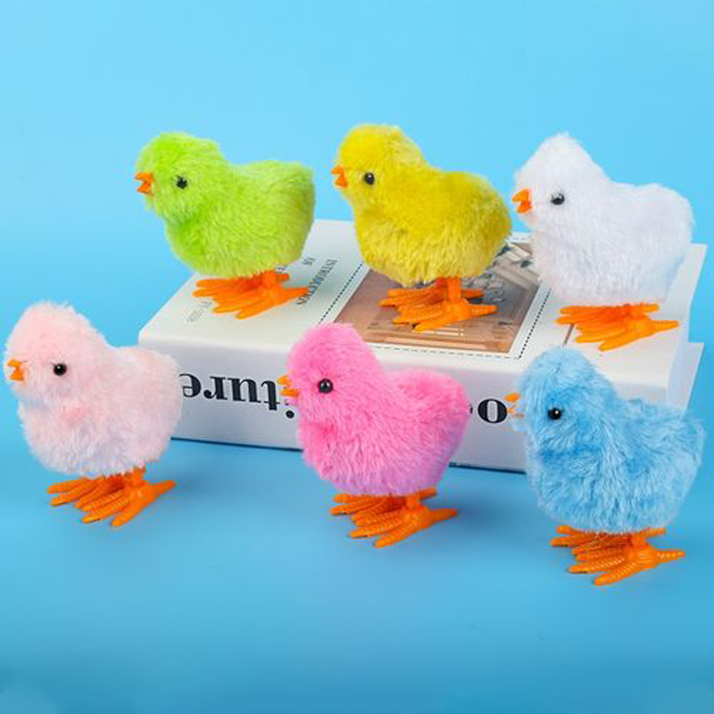 发条小鸡毛绒公鸡玩具卡通发条兔子 儿童玩具地摊玩具